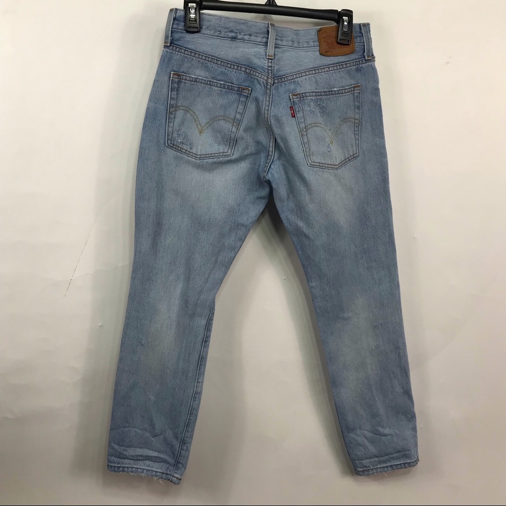 Levi’s 501 CT Light Wash Ripped Boyfriend Jeans 25 - Picture 4 of 8